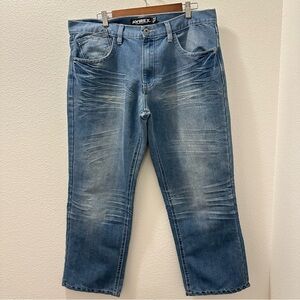 Vintage Avirex Men's Straight Leg Relaxed Y2K Embroidered Blue Jeans 38/30